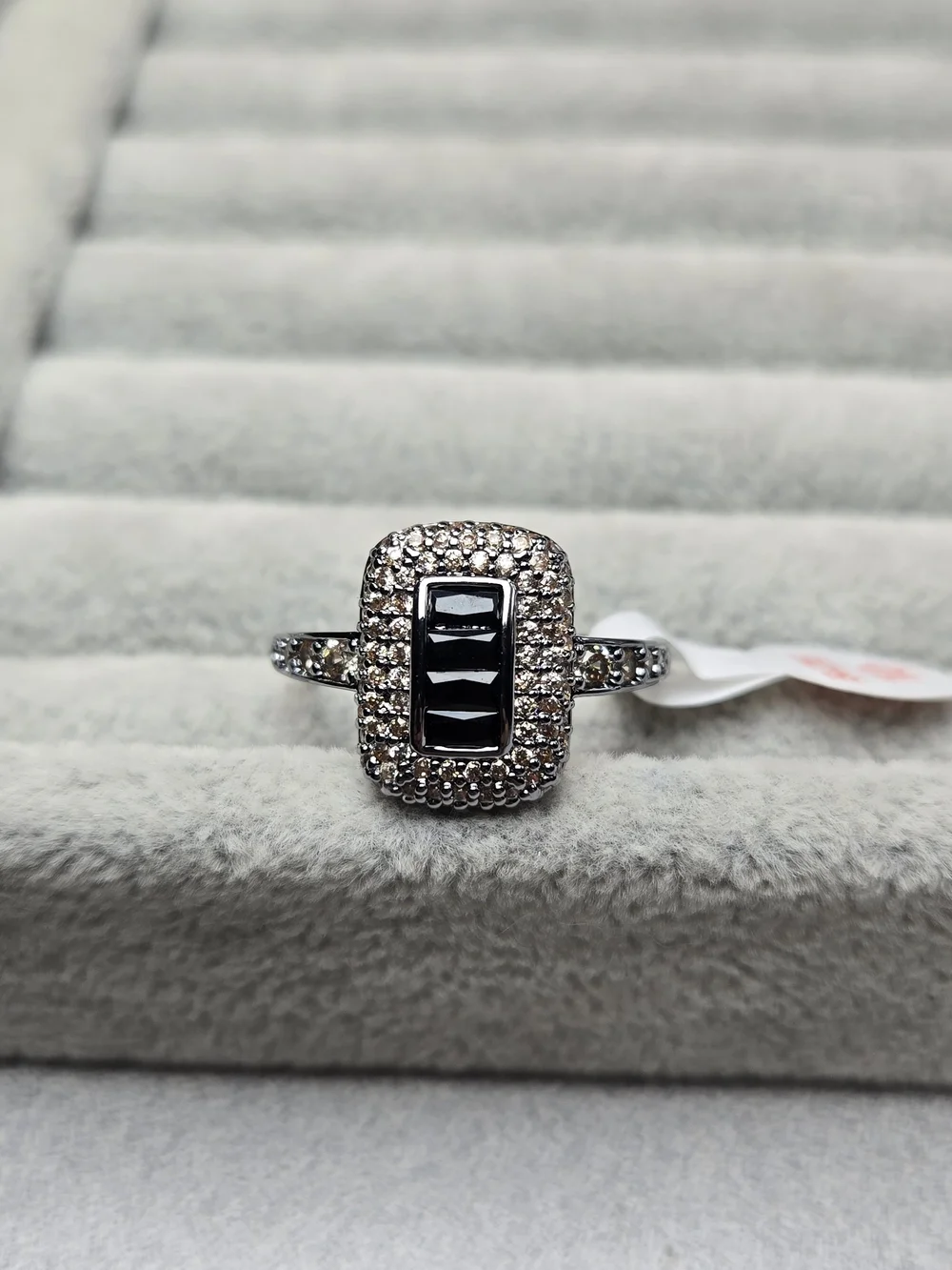 Size 10 Black Onyx Gem with Champagne Colored Accents Hematite Plated Bomb Party